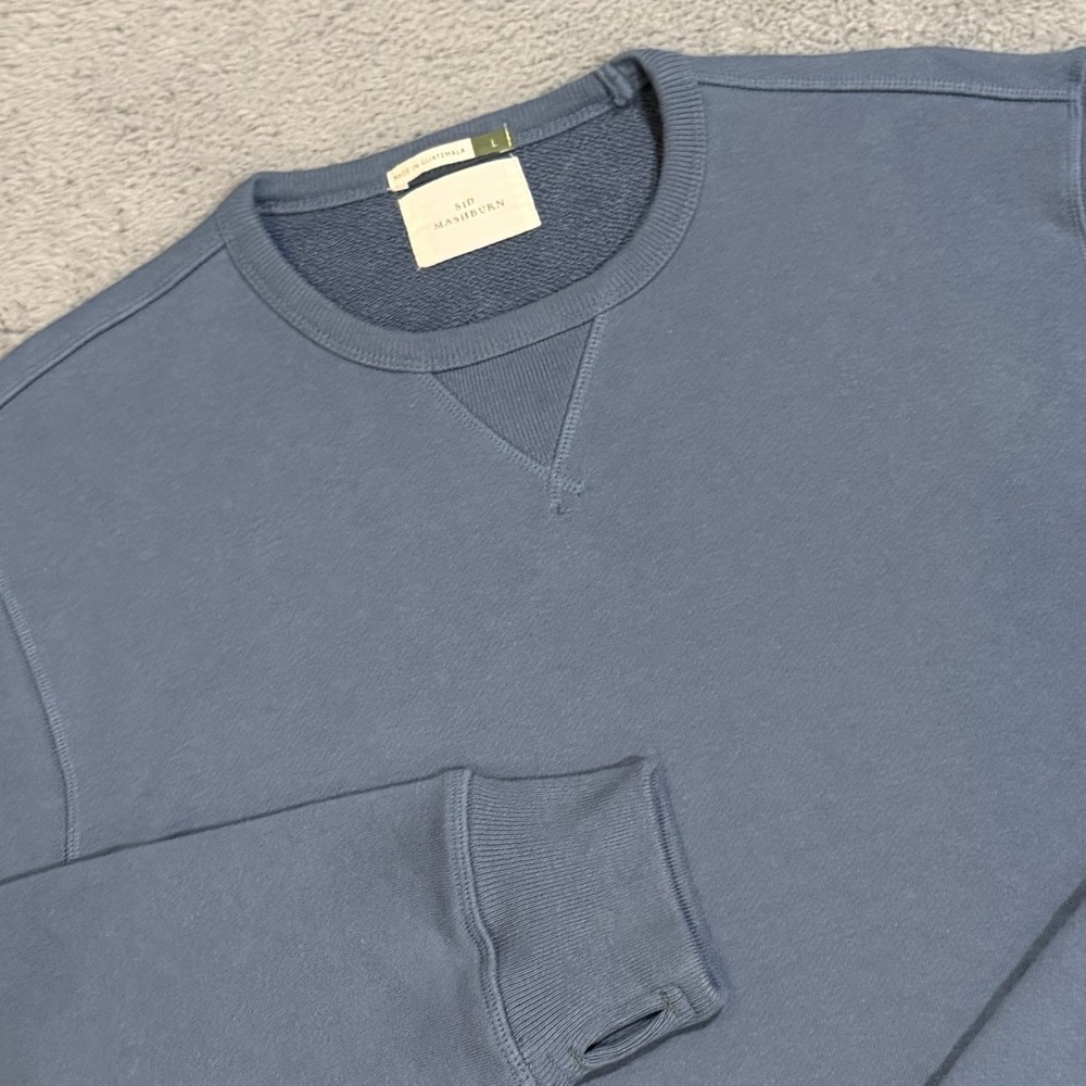 Sid Mashburn Sweatshirt Men's L Teal Blue Crewneck French Terry Cotton Pullover
